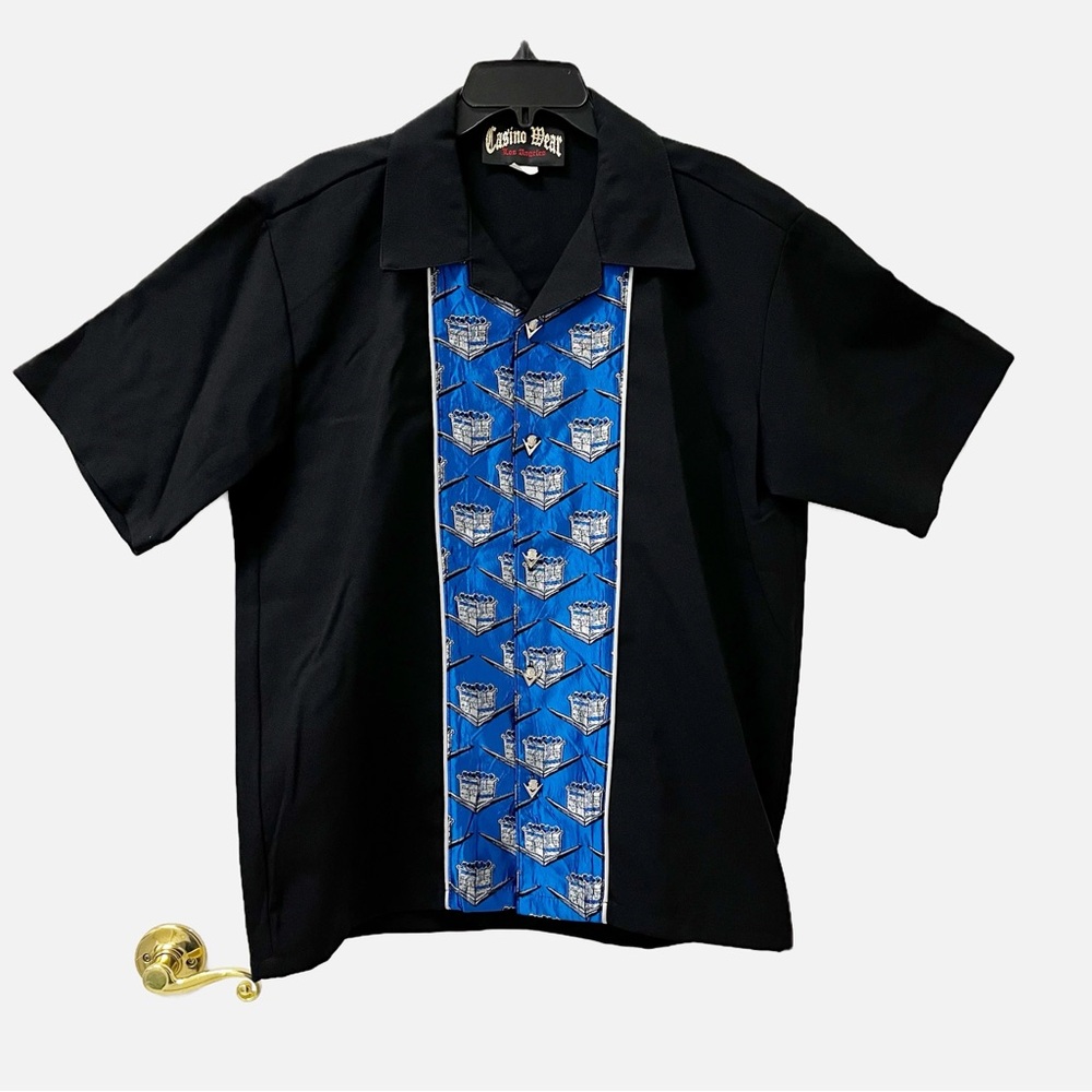 Casino Wear Los Angeles Black Cadillac Short Sleeve Shirt Size Medium U.S.A.